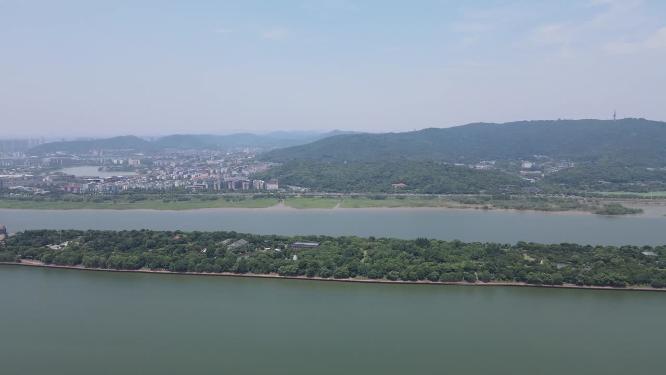 湖南长沙湘江橘子洲风光航拍