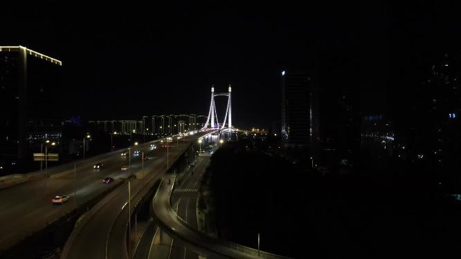 福建福州鼓山大桥夜景航拍