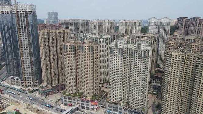 贵州贵阳城市风光花果园高楼交通航拍