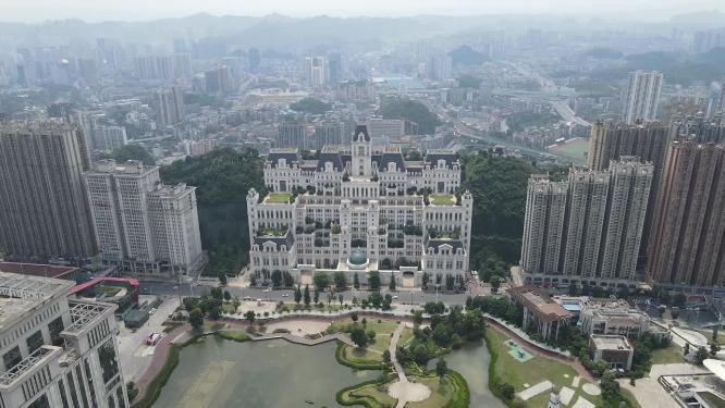 贵州贵阳城市风光花果园高楼交通航拍