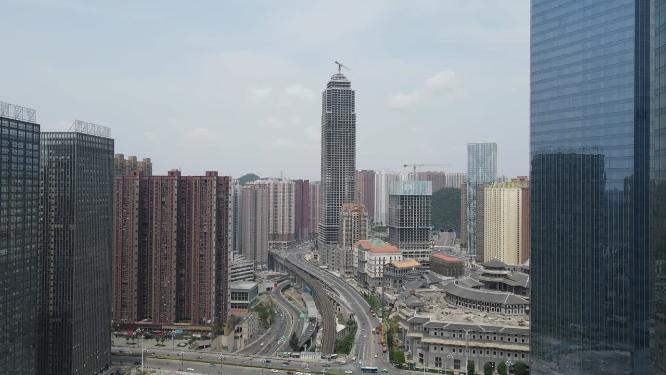 贵州贵阳城市风光花果园高楼交通航拍