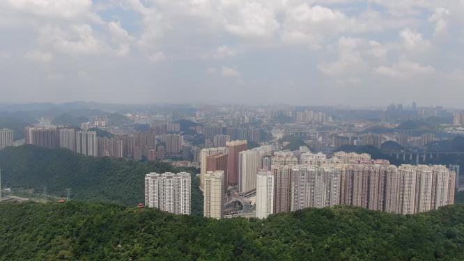 贵州贵阳花果园高楼双子塔航拍