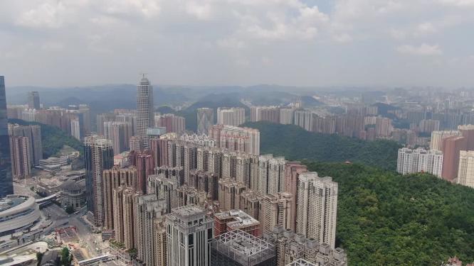 贵州贵阳花果园高楼双子塔航拍