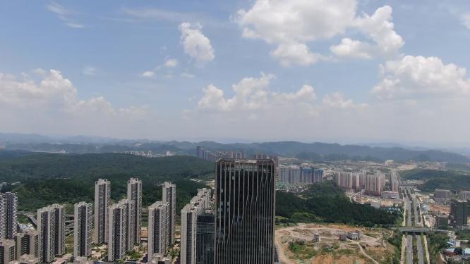 贵阳城市风光金融中心商务建筑航拍