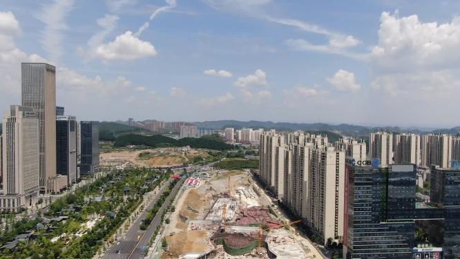 贵阳城市风光金融中心商务建筑航拍