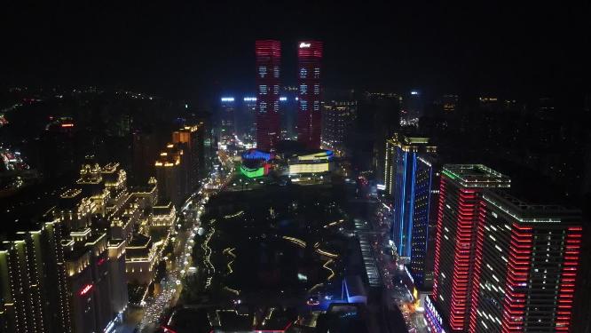 贵阳花果园双子塔夜景航拍