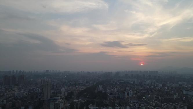 日落晚霞夕阳彩霞航拍