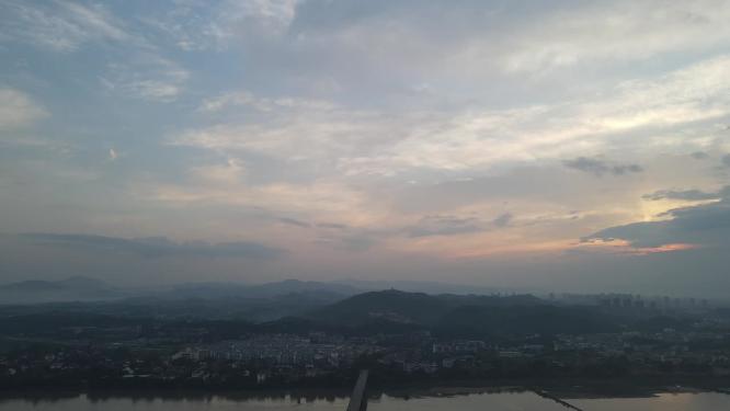 日落晚霞夕阳彩霞航拍