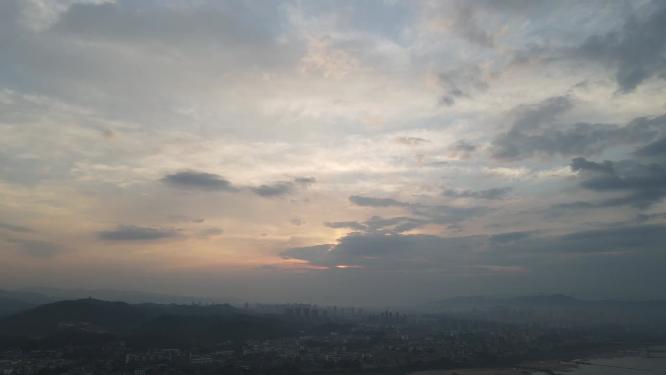 日落晚霞夕阳彩霞航拍