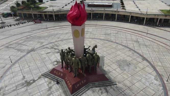 江西瑞金红军长征雕塑航拍