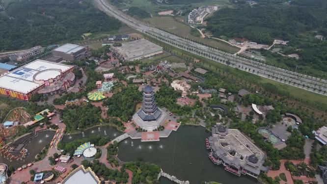 湖南长沙宁乡方特休闲度假区航拍