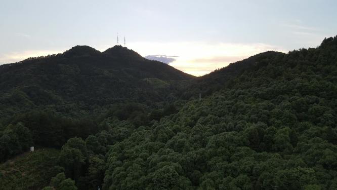 祖国壮丽山河蓝天白云日落晚霞航拍