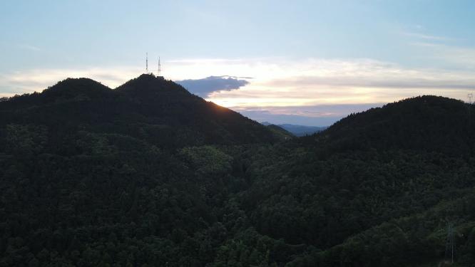 祖国壮丽山河蓝天白云日落晚霞航拍