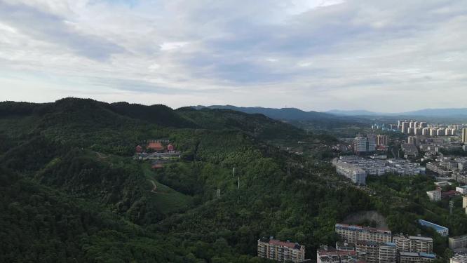祖国壮丽山河蓝天白云日落晚霞航拍