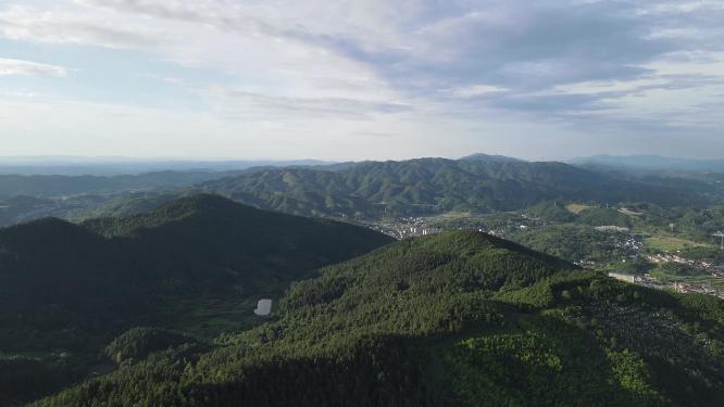 祖国壮丽山河蓝天白云日落晚霞航拍