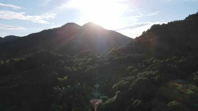 祖国壮丽山河蓝天白云日落晚霞航拍