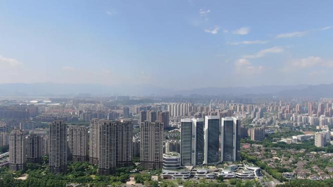 福建福州城市风光闽江北岸中央商务区航拍