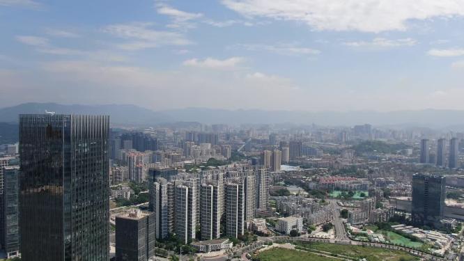 福建福州城市风光闽江北岸中央商务区航拍