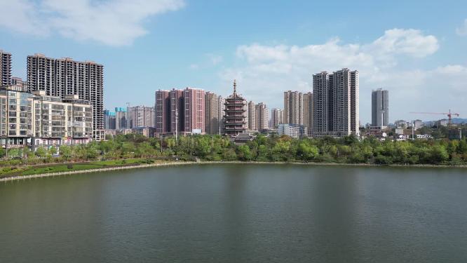 湖南怀化听溪阁航拍