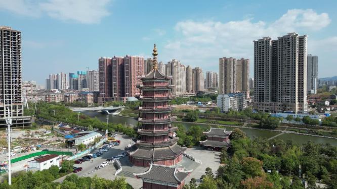 湖南怀化听溪阁航拍
