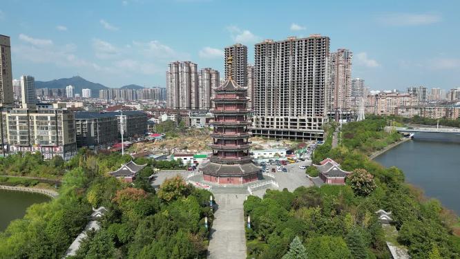 湖南怀化听溪阁航拍