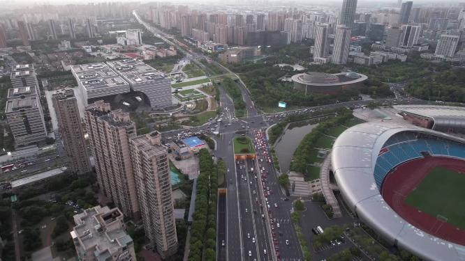 江苏常州城市交通航拍