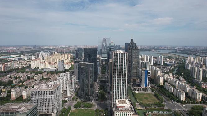 江苏苏州东方之门地标建筑航拍