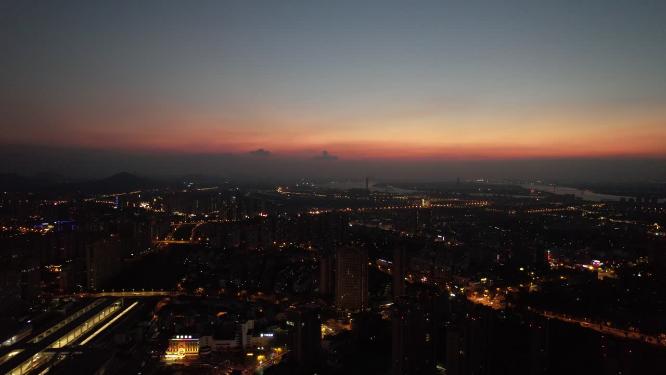 江苏镇江城市夜景灯光航拍