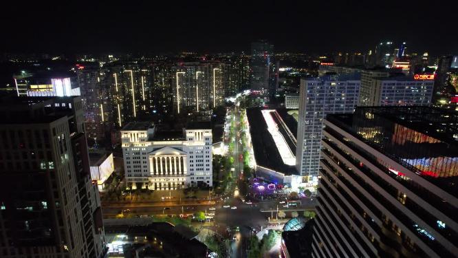 江西南昌城市夜景交通航拍