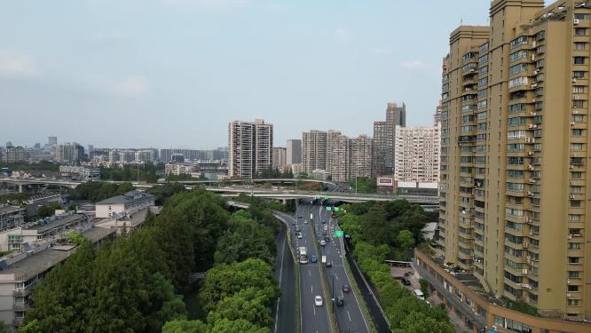 浙江杭州城市交通航拍