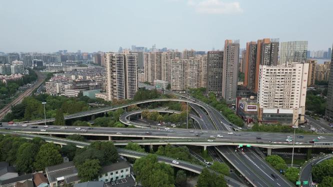 浙江杭州城市交通航拍
