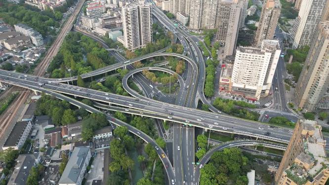 浙江杭州城市交通航拍