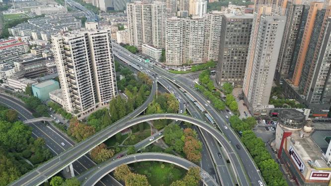 浙江杭州城市交通航拍