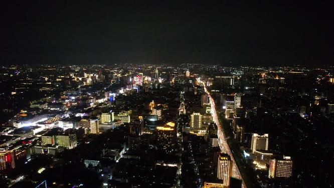 浙江杭州城市夜景航拍