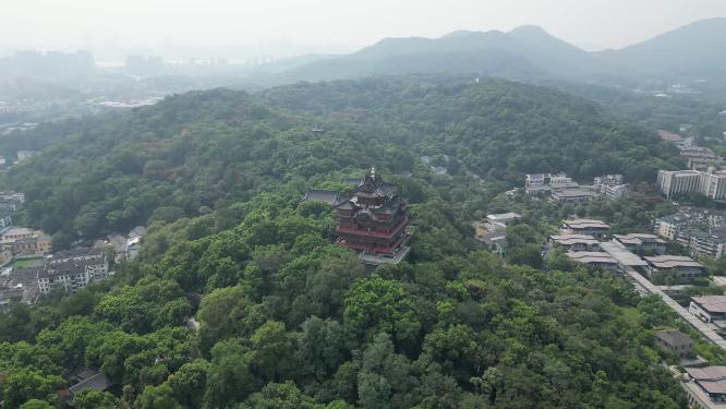 浙江杭州西湖城隍阁航拍