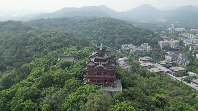 浙江杭州西湖城隍阁航拍