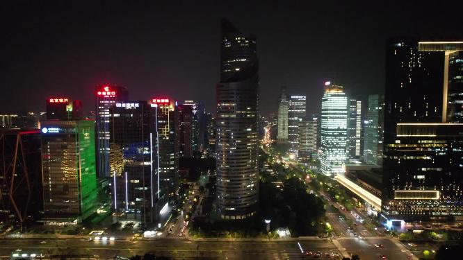 浙江杭州城市夜景灯光航拍