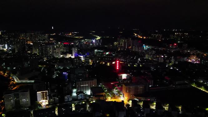 湖北宜昌城市夜景灯光航拍