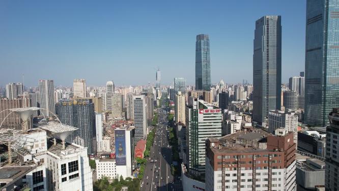 湖南长沙五一商圈商务建筑航拍