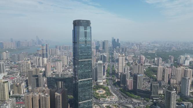 湖南长沙城市风光世贸大厦航拍