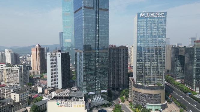 湖南长沙城市风光世贸大厦航拍