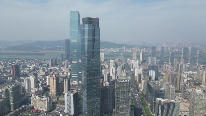 湖南长沙城市风光世贸大厦航拍