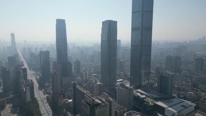 湖南长沙城市清晨迷雾航拍