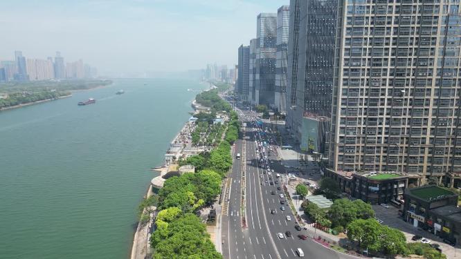 湖南长沙湘江中路航拍