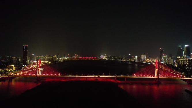 江西南昌八一大桥夜景航拍