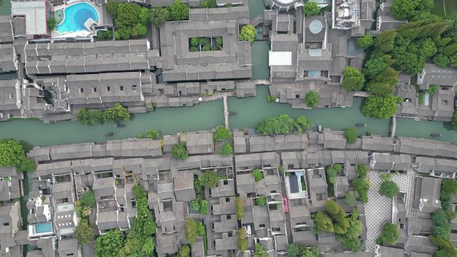 中国浙江乌镇5A景区航拍