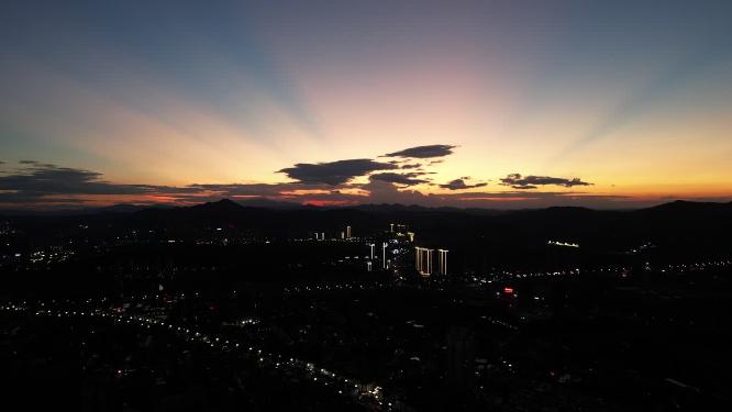 山川日落晚霞夕阳实拍
