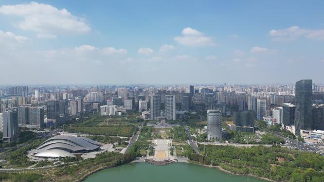 安徽合肥天鹅湖市政府航拍