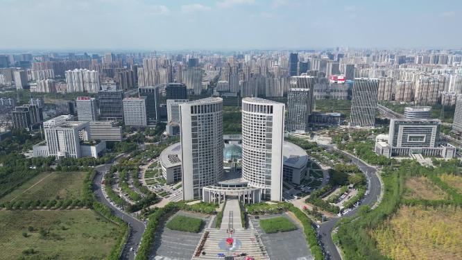 安徽合肥天鹅湖市政府航拍
