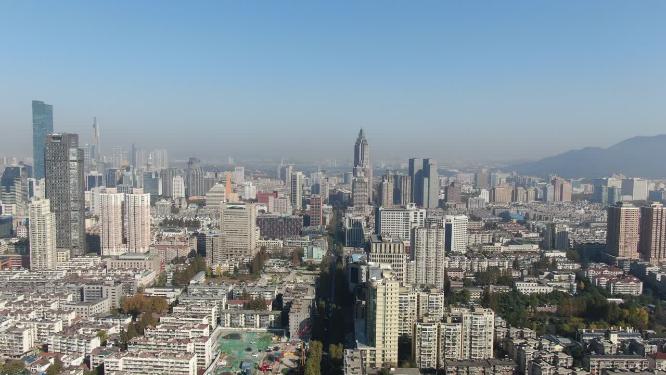 江苏南京城市风光新街口商务建筑航拍
